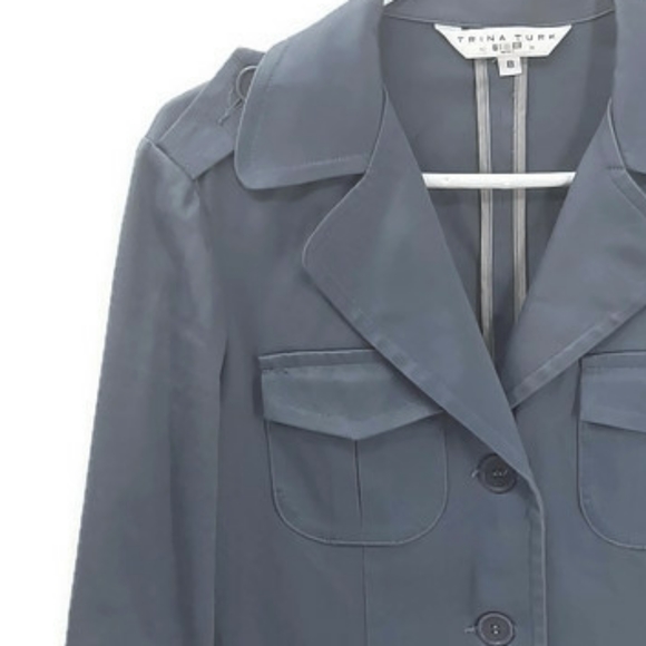 Trina Turk blue utility jacket blazer sz 8 - Picture 3 of 5